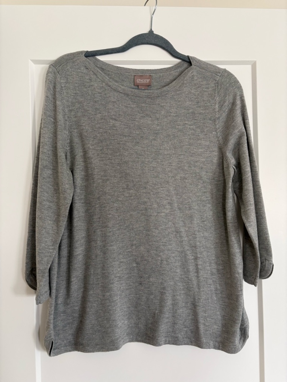 Chico's Heather Gray Long Sleeve Knit Top